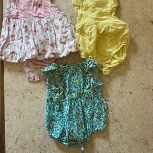 Baby Romper Set in Pink, Yellow, and Blue Floral